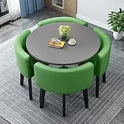 GUAWJRZDP Reception Negotiation Table, Round Dining Table Set, Office Reception Round Table, Conference Table Dining Table, for Living Room Balcony Leisure Table Set(Green)