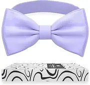 [Adam Young] Boy's Light Purple Bow Tie Pre-Tied Style Formal Satin Classic Bowtie for Tuxedo Faux Silk (Medium, Wisteria), 34 Wisteria