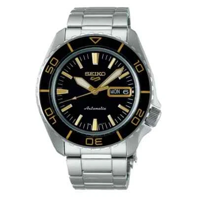 Seiko Men's 5 Automatic Black Dial Steel Bracelet Watch SRPK99
