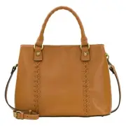 Patricia Nash Dorothy Distressed Leather Convertible Satchel Bag Hazelnut $249