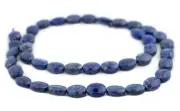 Flat Oval Lapis Lazuli Beads 8-10mm Blue Gemstone 15.5 Inch Strand