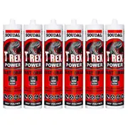 6x Soudal T-Rex Power GREY Fast Grab SMX Polymer Sealant Adhesive Glue 290ml
