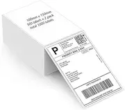 1000 Labels Thermal Direct Shipping Label 100x150mm(500 Labels x 2 Fan-Fold), Self-Adhesive, Commercial Grade
