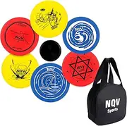 NQV Disc Golf Starter Set - 6 Pack Driver, Mid-Range and Putter With Bag for Outdoor and Backyard (Black Bag)