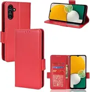 Compatible with Samsung Galaxy A13 5G Wallet Case,PU Leather Folio Flip Case Compatible with Samsung Galaxy A04s Cell Phone Leather Case Red