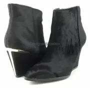 $190 BOUTIQUE 9 ISOKE Black Pony Hair Designer Pointed Toe Ankle Boots 6.5