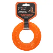 Scream Xtreme Treat Tyre Loud Orange Dog Toy (X-Large - 17cm x 5cm)