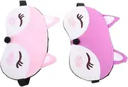 HOMOCONO 2pcs Cute Cartoon Fox Sleeping Masks for Soft Eye Covers with Elastic Band for Home Travel and Airplane Use Gentle Skin and Fun Design