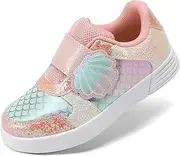 [DREAM PAIRS] Toddler Girls Sneakers Sparkly Shiny Lightweight Comfortable Hook and Loop Casual Walking Little Kids Shoes