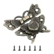 Hasp Latch, 43 x 51mm Butterfly Decorative Retro Box Toggle Latch, Bronze