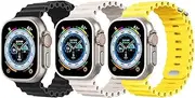 Lifenova [3 Packs] Sport Ocean Bands Compatible with Apple Watch Band 42mm 44mm 45mm 49mm for Women Men Waterproof Strap Replacement Wristbands Accessories for iWatch Apple Watch Ultra SE Series 8/7/6/5/4/3/2/1