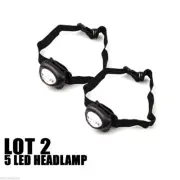 NEW LOT 2, 5 led bulbs headlamp camping hiking head light lamp torch flasher