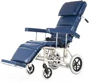 Lightweight Transport Mobile Wheelchairs Folding High Back Recumbent Leather Seat Handrail Adjustable Removable Sponge Cushion