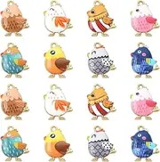 [UR URLIFEHALL] 40 pcs 8 Styles Enamel Chick Charms Colorful Chicken Charms for Keychains Bracelets Bookmarks Stitch Markers Earrings Jewelry Making, Enamel, No Gemstone