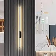 USB Wall Light Rechargeable LED Wall Sconce Battery Operated 3 Colors Dimmable Cupboard Light Remote Control Metal Wall Light Bedside Wall Reading Light for Bedroom Pictures Arts (60CM,Black)