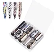 Labymos 10 Rolls/Box Snake Nail Sticker Water Transfer Nail Foil DIY Sticker Nail Art Decal