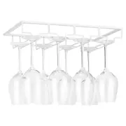 Under Cabinet Wine Glass Rack with 4 Slots for Stemware Storage-White