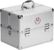 3 Layer Medicine Lock Box Large, Empty First Aid Box with Shoulder Strap and Lock, Portable Medicine Storage Box for Home, Office and Travel, 11.81 x 8.54 x 9.45 Inches