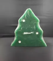 Chunky Green Decorated Christmas Tree Candle