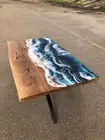 Epoxy Resin Table Top River Live Edge Walnut Custom Order For Hotel & Restaurant