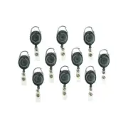 Staples Metal Carabiner Badge Reels 30" Retractable Cord Length Metal Smoke