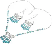 SOESFOUFU Jewelry Set for Women Beaded Necklace Dangle Earrings Ethnic Headchain for Festivals Weddings Daily Look