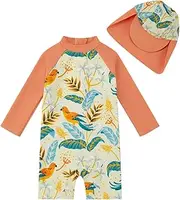 [upandfast] Baby/Toddler One Piece Swimsuit with Sun Hat UPF 50+ Sun Protection Infant Swimwear