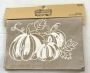 New Tan White Gold Rustic Pumpkin Embroidered Table Runner 13x72 in 100% Cotton