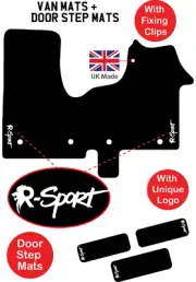 Tailored Floor Mat + STEP MATS fits Renault Traffic Trafic Van 2014 onwards Logo