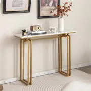 Costway110cm Faux Marble Console Table with Sturdy Metal Legs-Golden