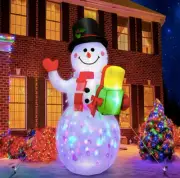 5ft Inflatable Snowman with Rotating LED Lights for Outdoor Christmas Decor