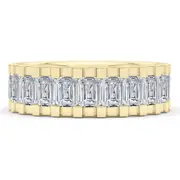 HauteCarat Emerald Lab Grown Diamond Channel Ring in 18K Yellow Gold at Nordstrom, Size 11