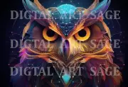 Stunning Owl Abstract Fractal Surreal Art 8X10 High-Quality AI Photo Print