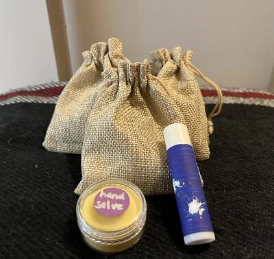 Homemade Beeswax Lip Balm + Hand Salve Gift Set