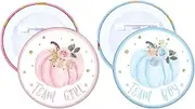 FYSUIMU 50Pcs Fall Pumpkin Gender Reveal Button Pins Team Girl Boy Buttons Pink Blue Button Badges for Autumn Thanksgiving Baby Shower Party Favors Game Supplies