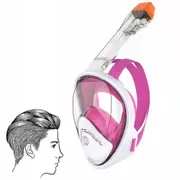 Snorkel Mask Full Face Anti Fog Anti Leak Safe Breathing Diving Goggles-Pink