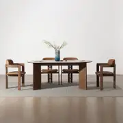 Cionne (set C) Oval Matte Stone Top Dining Table 160cm/180cm with 4 chairs/ 6 chairs