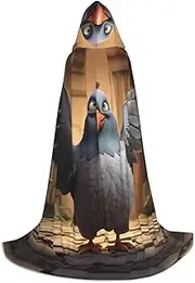 SKKNT Cartoon Pigeon 1 Print Halloween Hooded Cloak Full Length Cape With Hood For Men And Women For Carnival