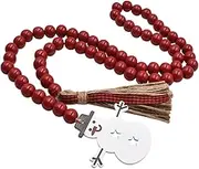 Kisangel Christmas Beaded Garland with Tassels Rustic Home Hanging Decor for Festive Atmosphere Bead Tiered Tray Decoration for Wall Door and Table Styling