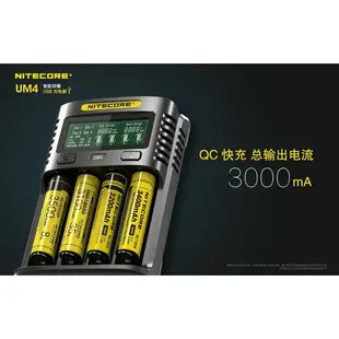 UM4【錸特光電NITECORE台灣總代理】精準充電器 QC快充 21700 3號4號 AA SC4 鋰電池 D4 鎳氫