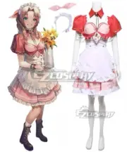 Final Fantasy VII Remake FF7R Aerith Gainsborough Pink Maid Cosplay Costume E001