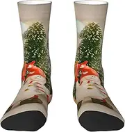 [JEJEA] Xmas Tree Ball Stars print Socks For Men and Women Men's Moisture Control Crew Socks Gifts For Golf, Hunting, Camping
