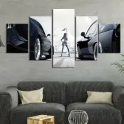 Fast And Furious Racing Cars Framed 5 Piece Movie Canvas Wall Art Painting Wallp