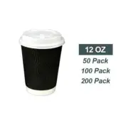 12oz Bulk Disposable Coffee Cups - Triple Wall Takeaway Paper Coffee Cup- No Lid