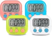 4PCS Colorful Kitchen Timer Magnetic, Digital Timer with Loud Alarm for Kids, Time Timer with Stand for Study,Work,Exercise,Cooking(Not Including Battery)