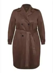 Ladies plus size 20 Autograph chocolate suedette belted trench coat New