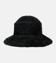 [Saint Laurent] Saint Laurent Logo embroidered bouclé bucket hat UK 7 black