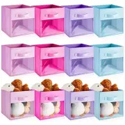 12 Pcs Clear Storage Bins Collapsible Cube Fabric Storage Organizer Bin with