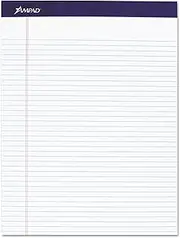 Ampad 20315 Legal Ruled Pad, 8 1/2 x 11, White, 50 Sheets (Pack of 4 Pads)