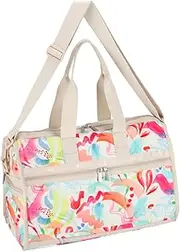 [LeSportsac] Abstract Canvas Deluxe Medium Weekender Crossbody Bag, Style 4318/Color E838, Vibrant Tropical Watercolor Style Brushstrokes Unite in Eclectic Modern Interpretive Wearable Art in Motion
